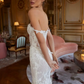 Glamorous Mermaid Off the Shoulder White Lace Long Train Wedding Dress SH7150