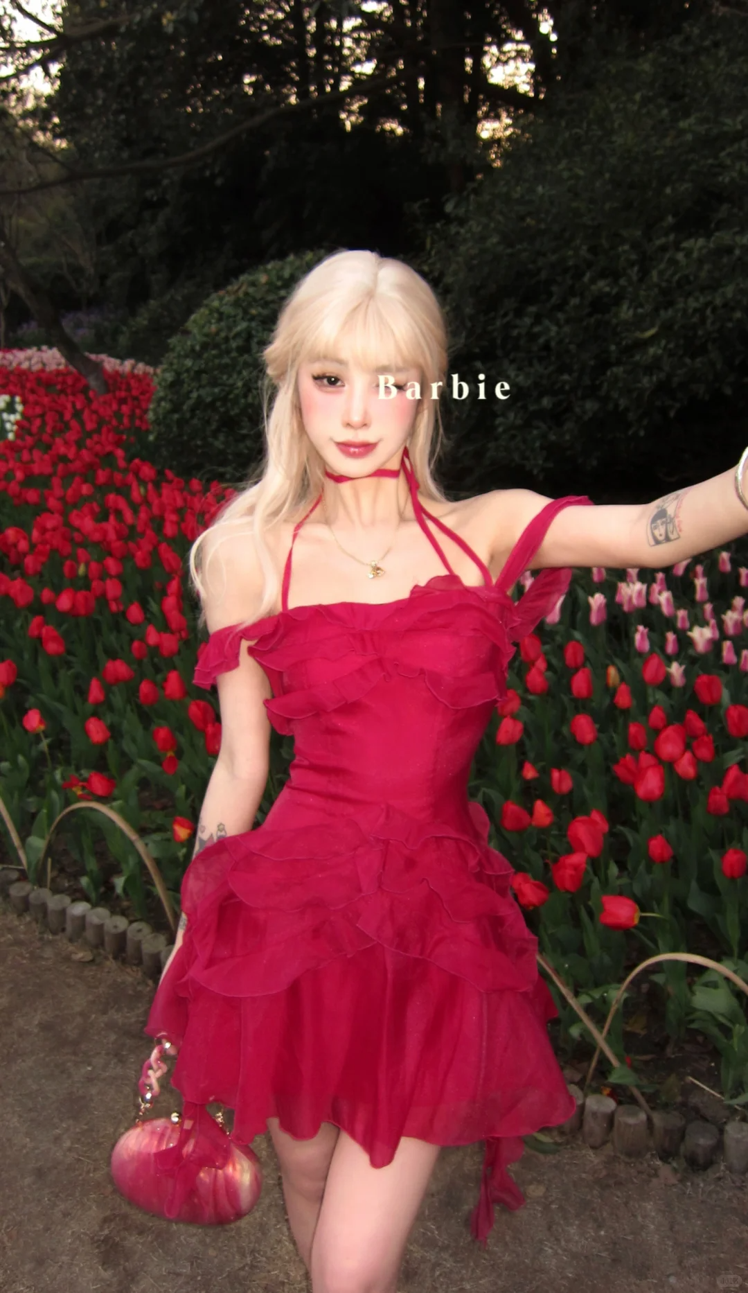 Red A Line Straps Ruffle Chiffon Short Homecoming Dress Outfits SH5821