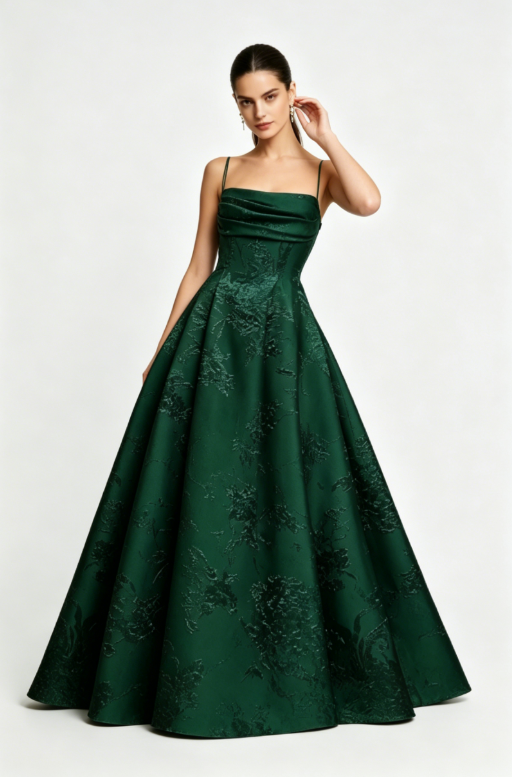 Long Spaghetti Straps A-line Green Prom Dresses, Long Prom Dresses SH382