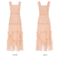 Orange-pink A Line Spaghetti Strap Lace Long Prom Dress Party Dress SH4146