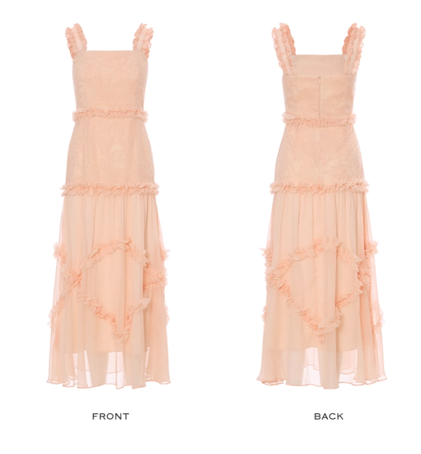 Orange-pink A Line Spaghetti Strap Lace Long Prom Dress Party Dress SH4146