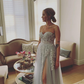Elegant A Line Sweetheart Neck Corset Appliques Light Grey Tulle Prom Dress Evening Dress SH2282