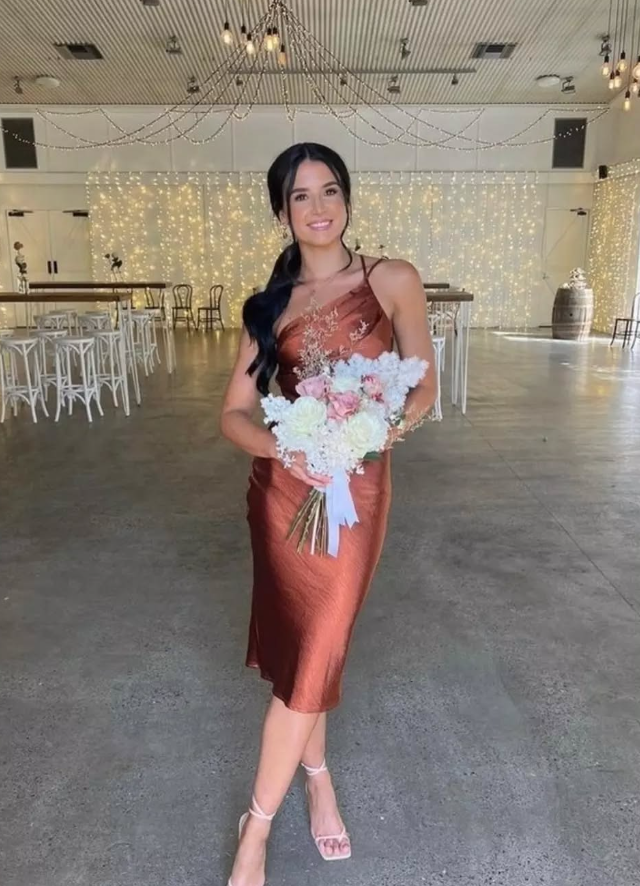 Simple Sheath One Shoulder Pleated Green Satin Bridesmaid Dress Evening Dress SH3060