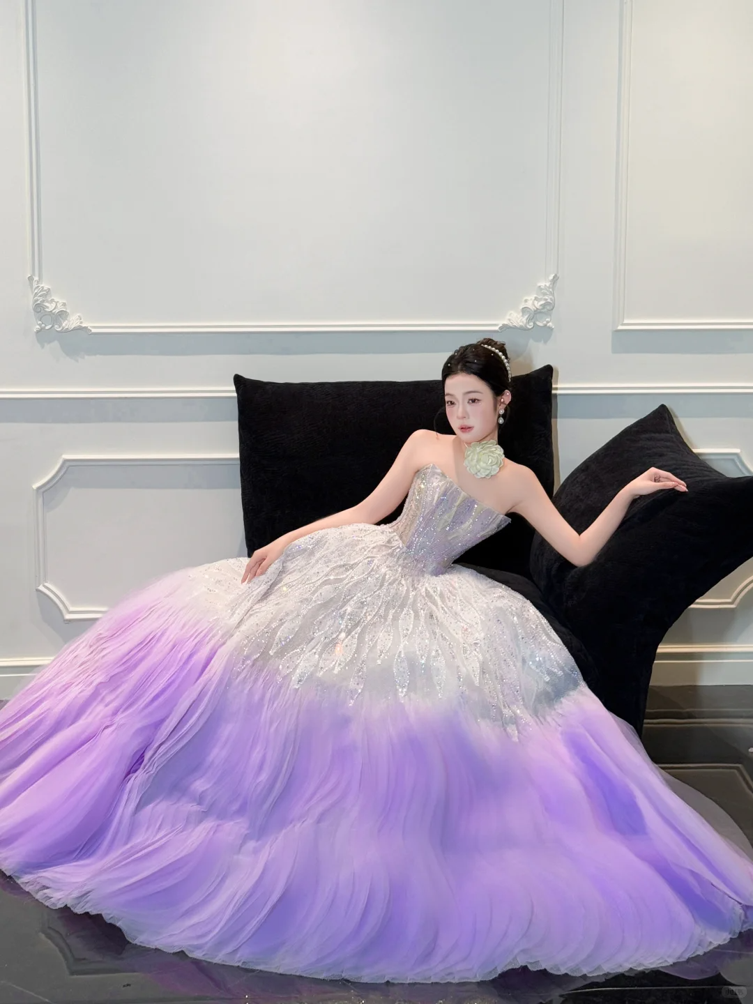 Stunning Ball Strapless Sequin Purple Tulle Long Prom Dress Party Dress SH4689