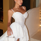 Sweety A Line Spaghetti Strap White Lace Short Prom Dress Homecoming Dress SH8520