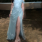 Baby Blue A Line Off the Shoulder Sequin Satin Long Prom Dress Graduation Prom Dress SH2452