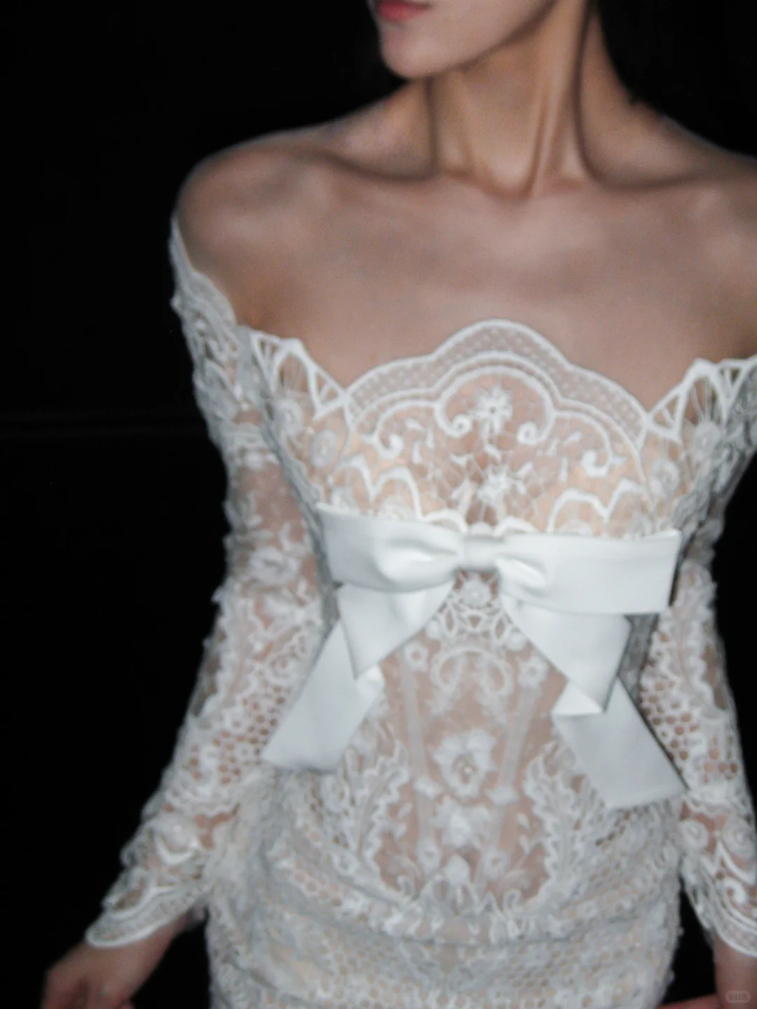 Unique Mermaid Long Sleeve White Exquisite Lace Long Wedding Dress SH8890