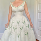 Lily of the Valley Embroidery Exquisite V Neck Satin Party Dress Prom Dress SH3596