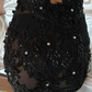 Sexy Mermaid Straps Appliques Rhinestone Black Tulle Open Back Evening Dress Prom Dress SH1937