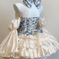 Cute Ball Gown Long Sleeve Print Floral Layered Satin Short Prom Dress Homecoming Dress SH6442