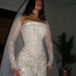 Gorgeous Exquisite Mermaid Strapless White Lace Tulle Long Wedding Dress Date Dress SH3465