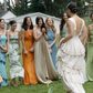 Simple Retro A Line V Neck Layered Satin Backless Prom Dress Wedding Dress SH6430