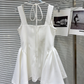 Cute A Line Strap Rhinestone White Satin Short Homecoming Dress Cocktail Dress SH3118
