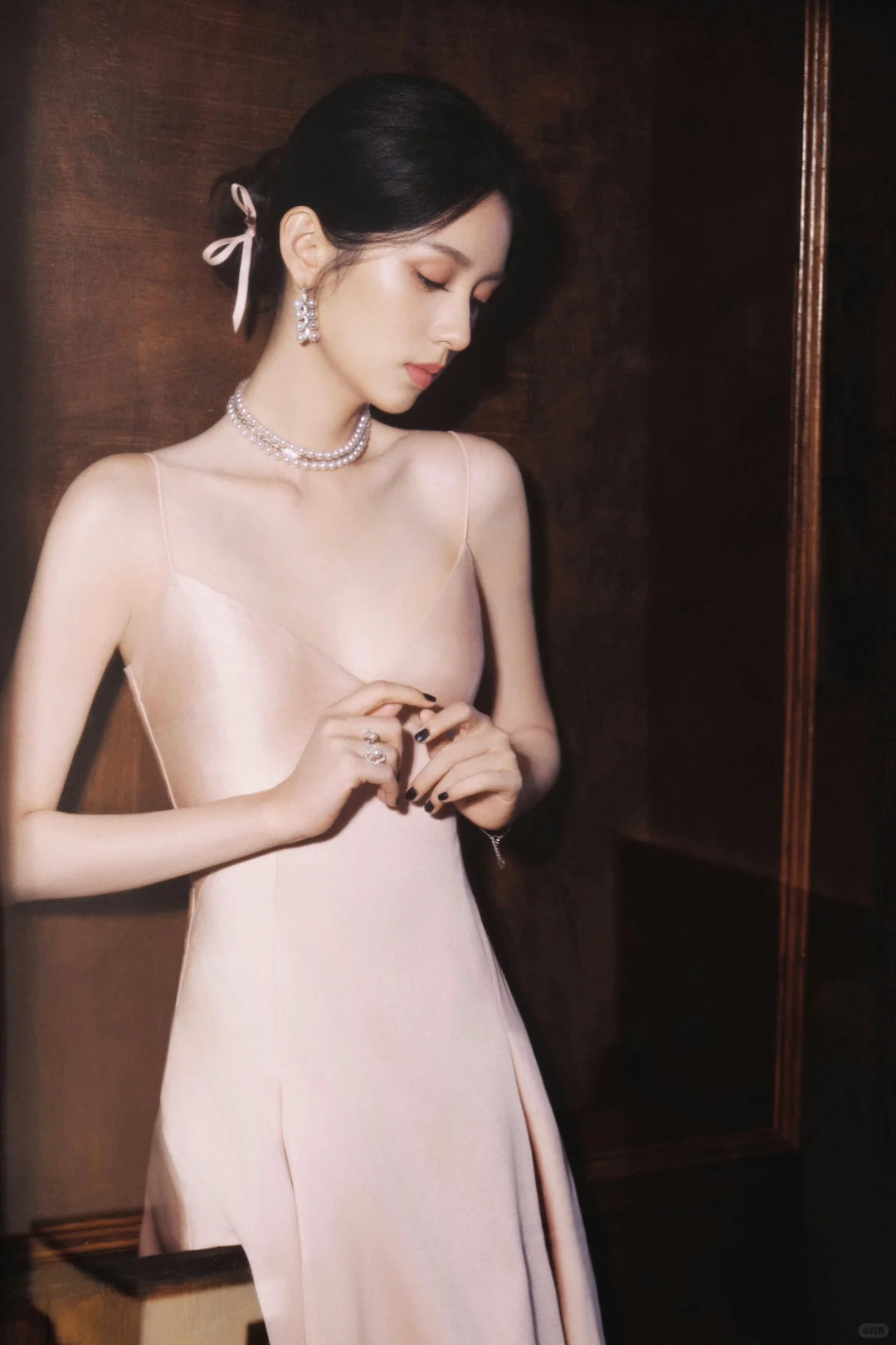 Light Pink Simple A Line Spaghetti Strap Satin Long Prom Dress Evening Dress SH3817