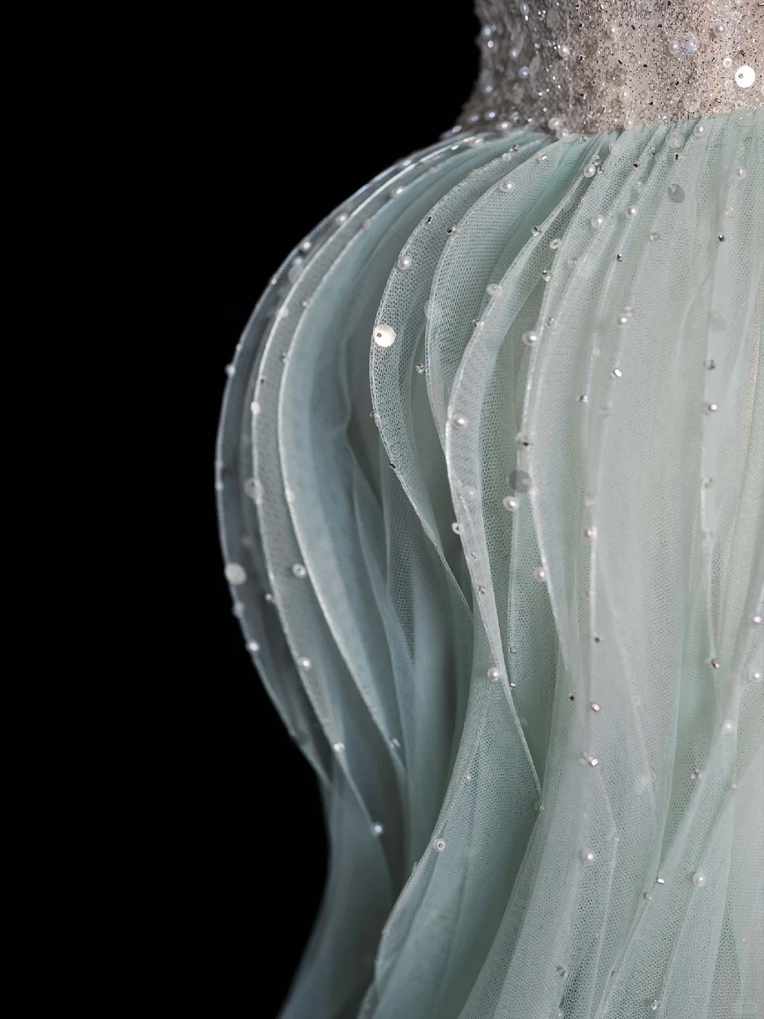 Elegant A Line Sweetheart Neck Sequin Beaded Mint Green Tulle Prom Dress Graduation Prom Dress SH2474