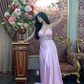 Stunning Pink A Line Halter Beaded Satin Backless Long Prom Dress Graduation Prom Dress SH5487