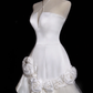 Gentle Mermaid Halter White Floral Satin Tulle Long Wedding Dress SH4530