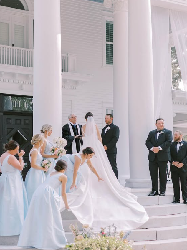 Romantic Baby Blue A Line V Neck Satin Long Bridesmaid Dress SH6316