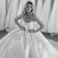Stylish A Line Strapless White Satin Long Wedding Dress SH8530
