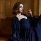 Navy Blue A Line Long Sleeve Chiffon Slit Prom Dress Evening Dress SH6687