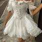 Cute A Line Straps Corset White Lace Satin Cocktail Dress Homecoming Dress SH6155