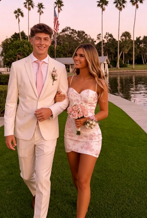 Stylish Sheath Spaghetti Straps Pink Floral Printed Sequins Short Homecoming Dress SH7489