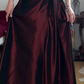 Vintage Dark Burgundy A Line Satin Prom Dress Evening Dress Date Dress SH5636