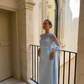 Baby Blue Elegant Sheath Spaghetti Strap Satin Chiffon Prom Dress Wedding Guest Dress SH5321