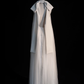 Simple A Line Halter White Tulle Long Open Back Party Dress Evening Dress SH2814