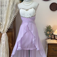 Vintage A Line Sweetheart Neck Beaded White Lace Purple Chiffon Homecoming Dress Cocktail Dress SH2953