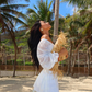 Two Piece A Line Long Sleeve Lace Chiffon Vacation Dress Outfits Dress SH4393
