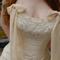 Retro Apricot A Line Strapless Pearl Beaded Satin Wedding Dress SH6088