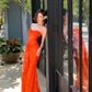 Orange Sheath Sweetheart Neck Sexy Lace Long Prom Dress Vacation Dress SH4313