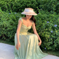 Elegant Green A Line Spaghetti Strap Chiffon Long Prom Dress Party Dress SH4036