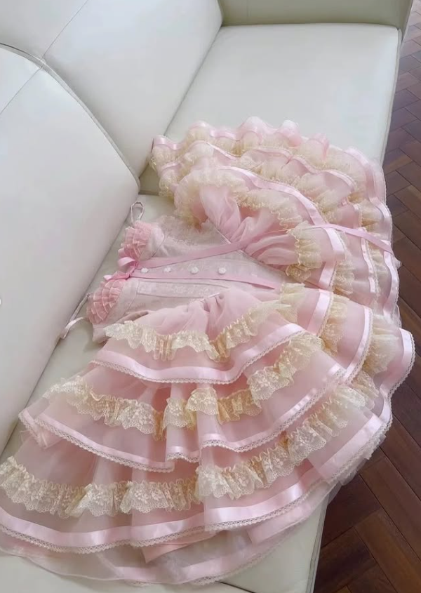 Sweety Pink Ball Gown Strapless Layered Organza Short Prom Dress Homecoming Dress SH6443