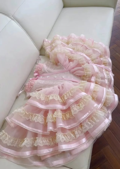 Sweety Pink Ball Gown Strapless Layered Organza Short Prom Dress Homecoming Dress SH6443