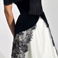 Classic Black-white A Line Straps Velvet Satin Lace Prom Dress Evening Dress SH6757