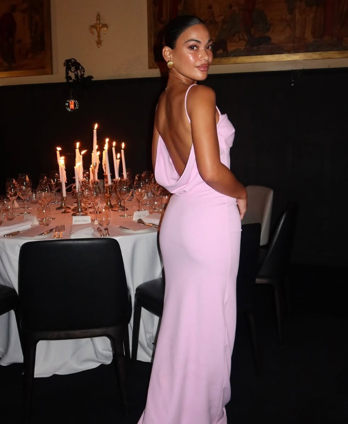 Elegant Sheath Spaghetti Strap Pink Satin Long Prom Dress Evening Dress SH1980