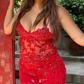 Sexy Sheath Spaghetti Strap Sequin Red Tulle Homecoming Dress Birthday Dress SH2197