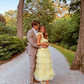 A-Line Square Yellow Tiered Long Prom Dress Princess Tulle Formal Evening Dress SH1049