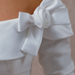 Retro Unique A Line Strapless Bow White Tulle Satin Wedding Dress SH6089