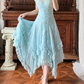 Vintage Blue A Line Lace Backless Prom Dress Evening Dress SH5659