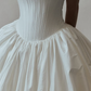 Simple Ball Gown Spaghetti Strap White Satin Prom Dress Wedding Dress SH4664