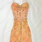 Retro Orange Print Floral A Line Spaghetti Straps Chiffon Long Prom Dress Cocktail Dress SH3547