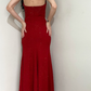 Vintage Mermaid Spaghetti Strap Sequin Beaded Red Chiffon Evening Dress Party Dress SH2690