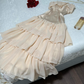 Cute A Line Strapless Tiered Beige Chiffon Satin Short Evening Dress Homecoming Dress SH2707