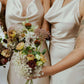 Champagne Gold Satin Halter Sheath Cowl Neck Long Bridesmaid Dresses SH5575