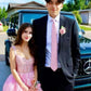 Charming A Line Sweetheart Pink Long Prom Dress with Appliques SH8108