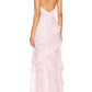 Charming Sheath Spaghetti Straps Light Pink Long Prom Dress with Ruffles SH8103
