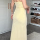 Charming Mermaid Spaghetti Straps Yellow Long Prom Dress with Ruffles SH7627